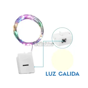 Cable Alambre Luminoso Luz Calida (incluye pilas)