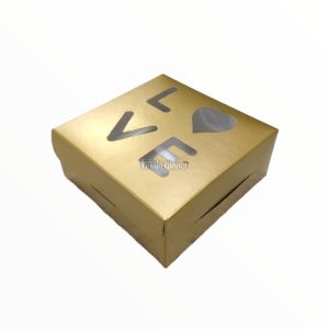 Caja Multiuso Calada LOVE DORADA 12x12x5 Cm
