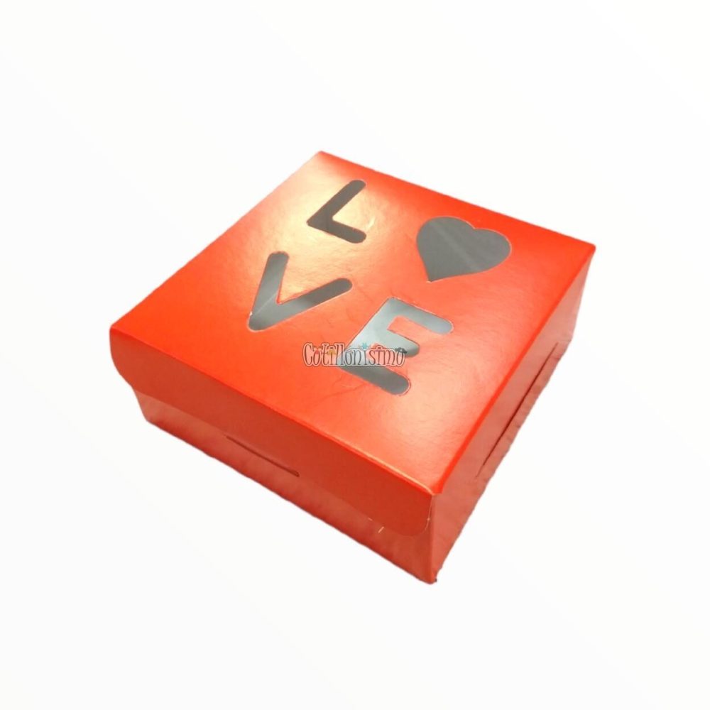 Caja Multiuso Calada LOVE ROJO 12x12x5 Cm