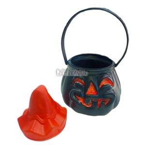 Calabaza Negra Golosinera Halloween Plastico - Imagen 2