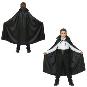 Capa Disfraz Caballero Negra con Cuello para Niño Crosti x1u