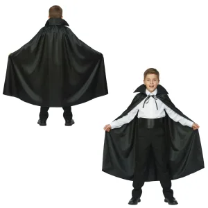 Capa Disfraz Caballero Negra con Cuello para Niño Crosti x1u