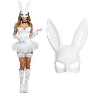Careta Rigida Conejita Play Boy Blanca