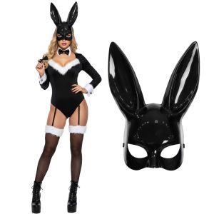 Careta Rigida Conejita Play Boy Negra