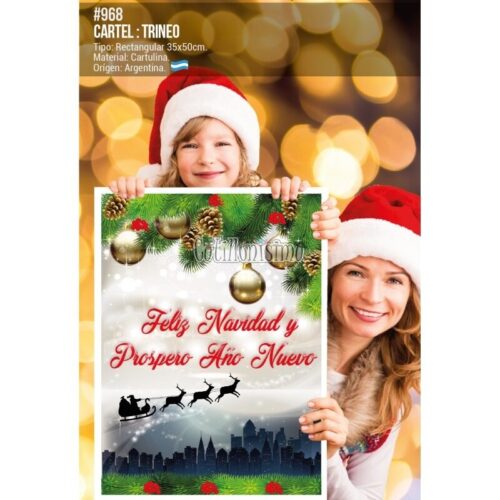 Cartel FELICES FIESTAS y PROSPERO AÑO NUEVO 35 x 50 Cm (Carton)