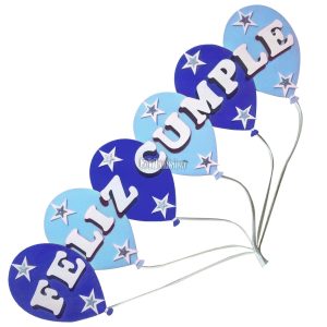 Cartel FELIZ CUMPLE Goma Eva Celeste y Azul