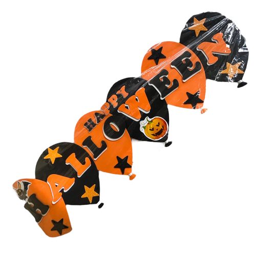 Cartel Happy Halloween Goma Eva Naranja y Negro