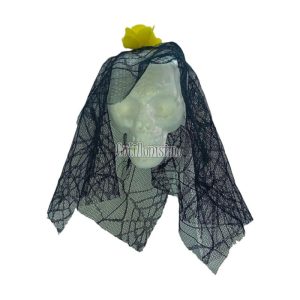 Colgante Calavera con Tul y Flores