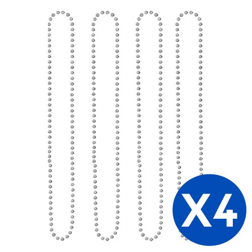 Collar Cuentas Color Plateado X 4 Unidades