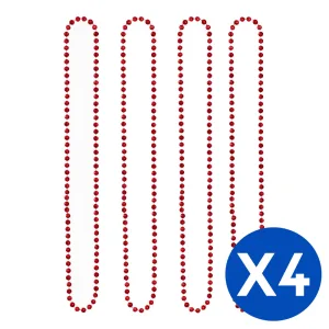 Collar Cuentas Color Rojo X 4 Unidades