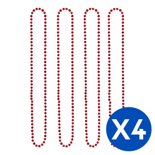 Collar Cuentas Color Rojo X 4 Unidades