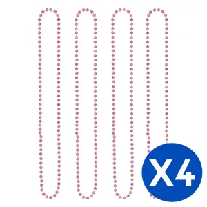 Collar Cuentas Color Rosa X 4 Unidades