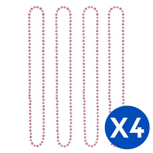 Collar Cuentas Color Rosa X 4 Unidades