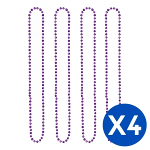 Collar Cuentas Color Violeta X 4 Unidades