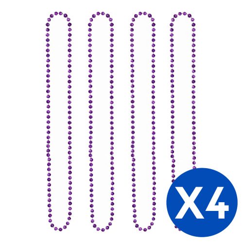Collar Cuentas Color Violeta X 4 Unidades