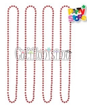Collar Cuentas Color Rojo X 4 Unidades