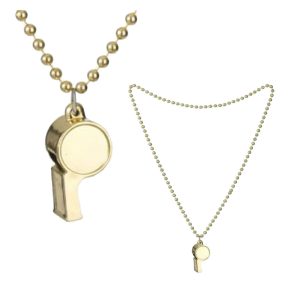 Collar con Cuentas y Silbato Color Dorado x1u