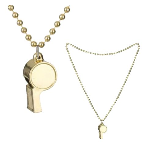 Collar con Cuentas y Silbato Color Dorado x1u