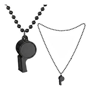 Collar con Cuentas y Silbato Color Negro x1u