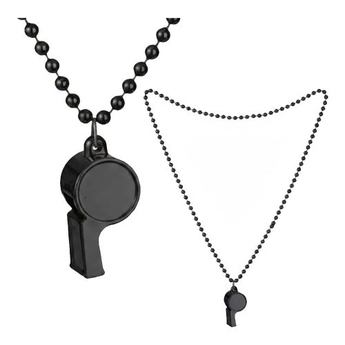 Collar con Cuentas y Silbato Color Negro x1u