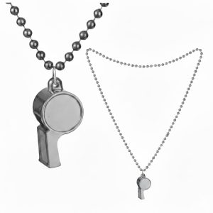 Collar con Cuentas y Silbato Color Plateado x1u