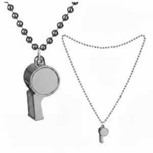 Collar con Cuentas y Silbato Color Plateado x1u