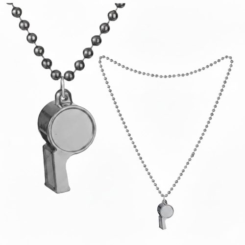 Collar con Cuentas y Silbato Color Plateado x1u