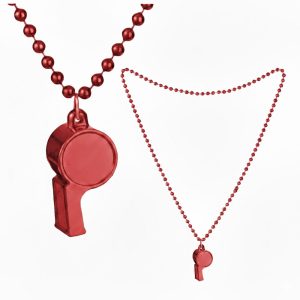 Collar con Cuentas y Silbato Color Rojo x1u