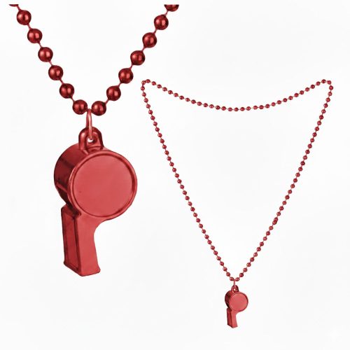 Collar con Cuentas y Silbato Color Rojo x1u