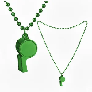 Collar con Cuentas y Silbato Color Verde x1u