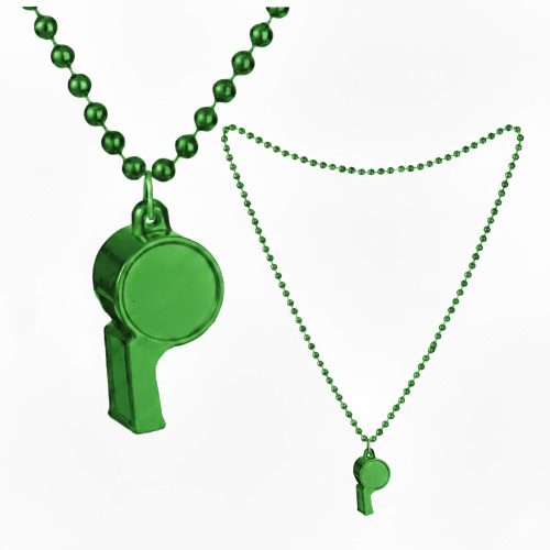 Collar con Cuentas y Silbato Color Verde x1u