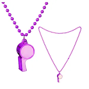 Collar con Cuentas y Silbato Color Violeta x1u