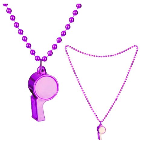 Collar con Cuentas y Silbato Color Violeta x1u