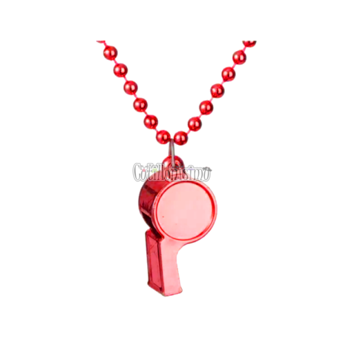 Collar con Cuentas y Silbato Color Rojo x1u