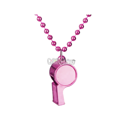Collar con Cuentas y Silbato Color Rosa x1u