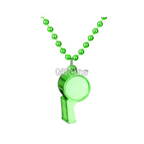 Collar con Cuentas y Silbato Color Verde x1u