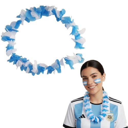 Collar con Flores Celeste y Blanco Argentina