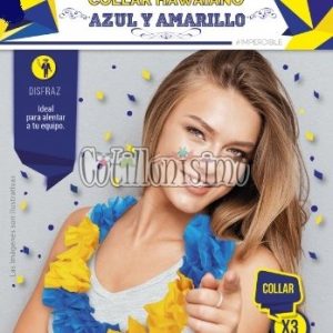 Collar Hawaiano AZUL y AMARILLO X3 (FRISELINA)
