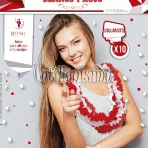 Collarcito Hawaiano BLANCO y ROJO X10 (FRISELINA)