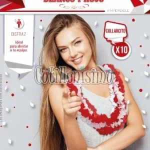 Collarcito Hawaiano BLANCO y ROJO X10 (FRISELINA)