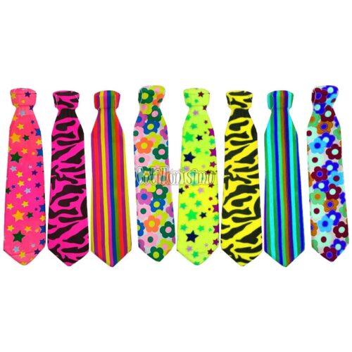Corbata Fluo Modelos ESTAMPADOS Surtidos 48cm (PLASTICO)