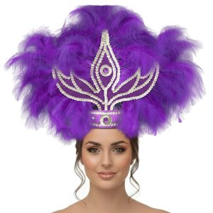 Corona Con Plumas Vincha Marabu Color VIOLETA (Grande)