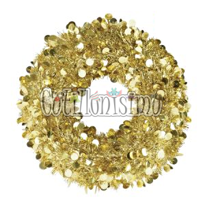 Corona Navideña 38cm Metalizada Dorado