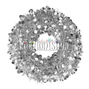 Corona Navideña 38cm Metalizada Plateada