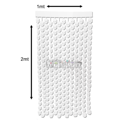 Cortina Lluvia Calavera Halloween Blanco 2 X 1 Mts