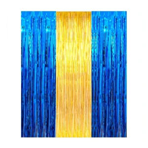 Cortina Lluvia Metalizada Bicolor Azul y Amarillo 2 x 1 Mts