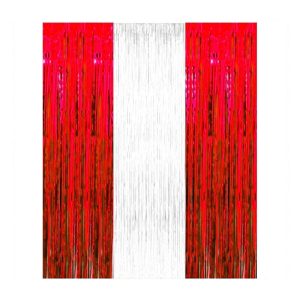 Cortina Lluvia Metalizada Bicolor Rojo y Blanco 2 x 1 Mts