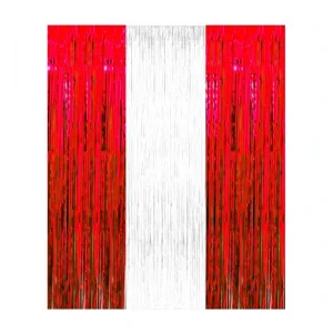 Cortina Lluvia Metalizada Bicolor Rojo y Blanco 2 x 1 Mts