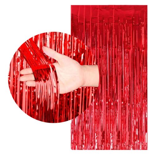 Cortina Lluvia Metalizada Roja 2,20 X 1