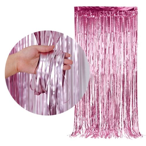 Cortina Lluvia Metalizada Rosa 2,20 X 1